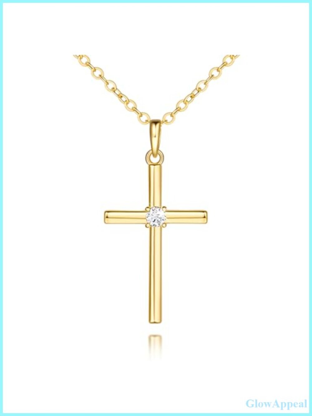 14K Gold Plated Cross Necklace CZ Pendant Women
